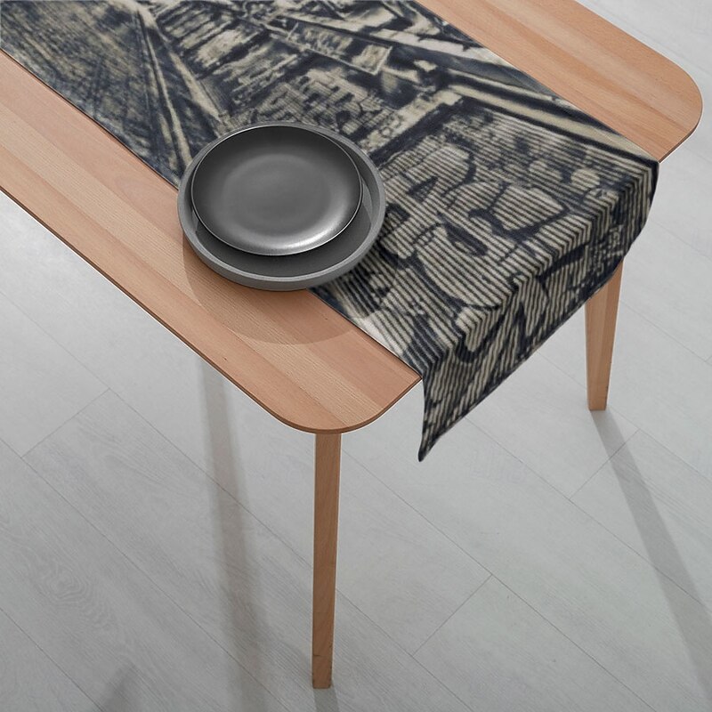 1PC Black & White Graffiti Table Runner Table Flag - Urban Street Art Printed Rectangular Tablecloth for Restaurant, Banquet, Party Decoration (33x180cm/13x70.5in)3
