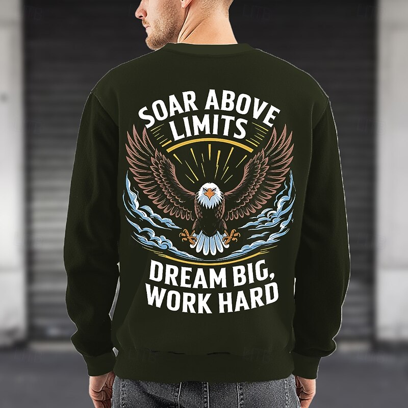 Men's Eagle Backprint Sweatshirt Fashion Daily Crew Neck Home Sports Outdoor Streetwear Black Army Green Crewneck 3D All Seasons Designer3