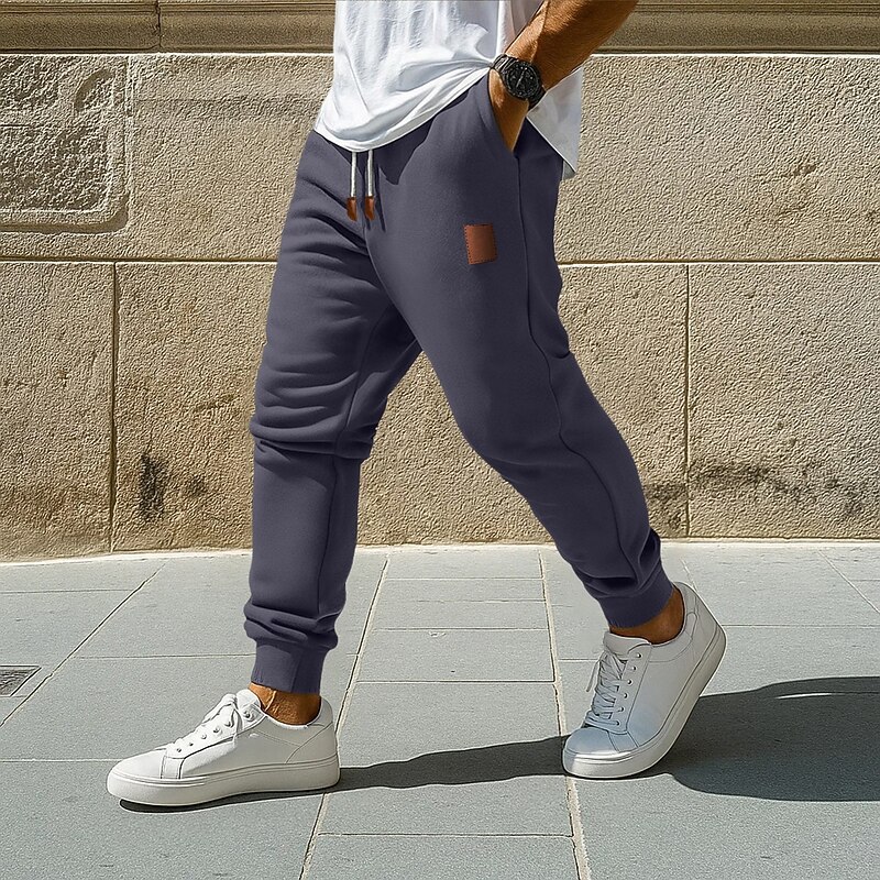 Men's Sweatpants Joggers Fleece Pants Trousers Drawstring Plain Comfort Soft Outdoor Daily Going out Fashion Casual Black Green Micro-elastic3