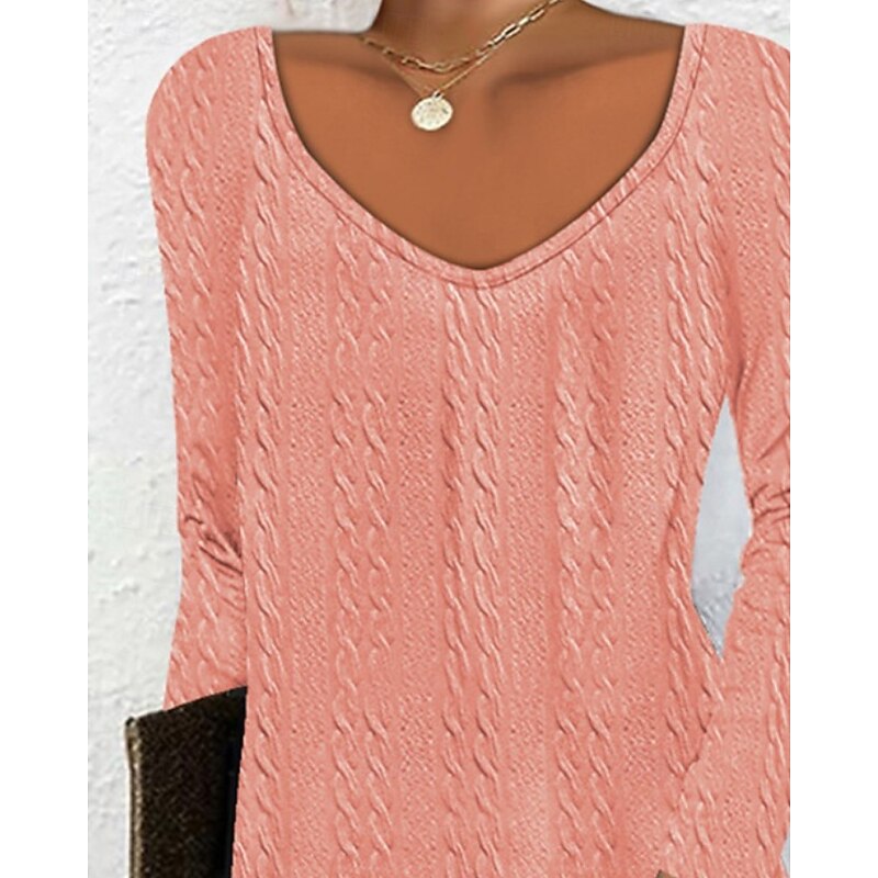 Women's Mini Dress Casual Dress Classic Modern Outdoor Vacation Holiday Regular Fit Plain Long Sleeve V Neck Pink Blue Fall2