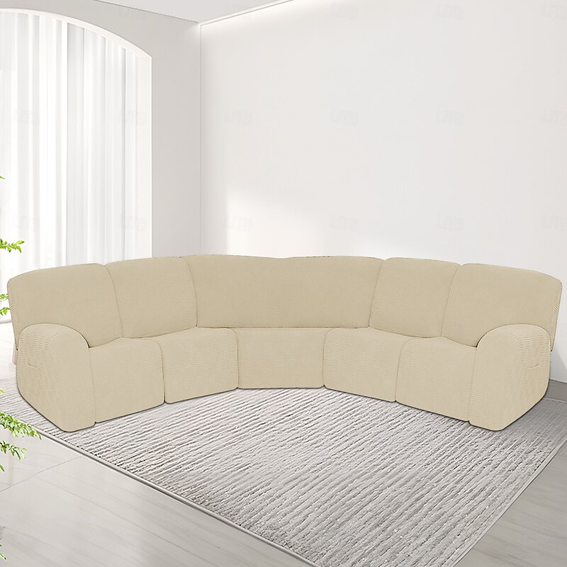 5-Seat Modular Reclining Sectional Sofa with 5x5 Grid Design - Corner Lounge Couch with Low Back and Modern Aesthetic