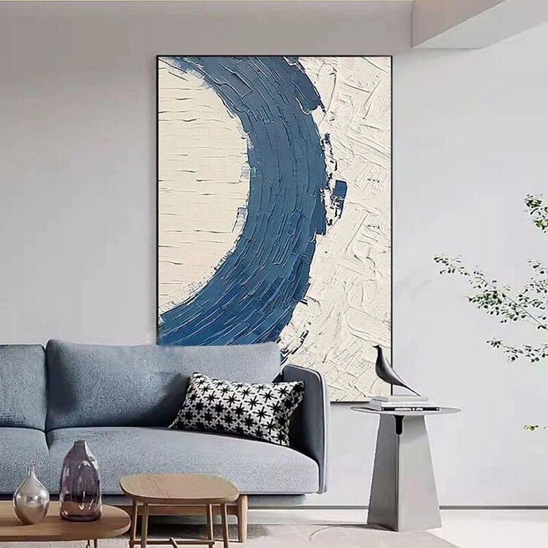 High Quality Handmade Blue White Abstract Texture Thick Oil Painting Wall Nordic Poster Art Unframed Modern Home Murals Hand Item Decor Living Room4