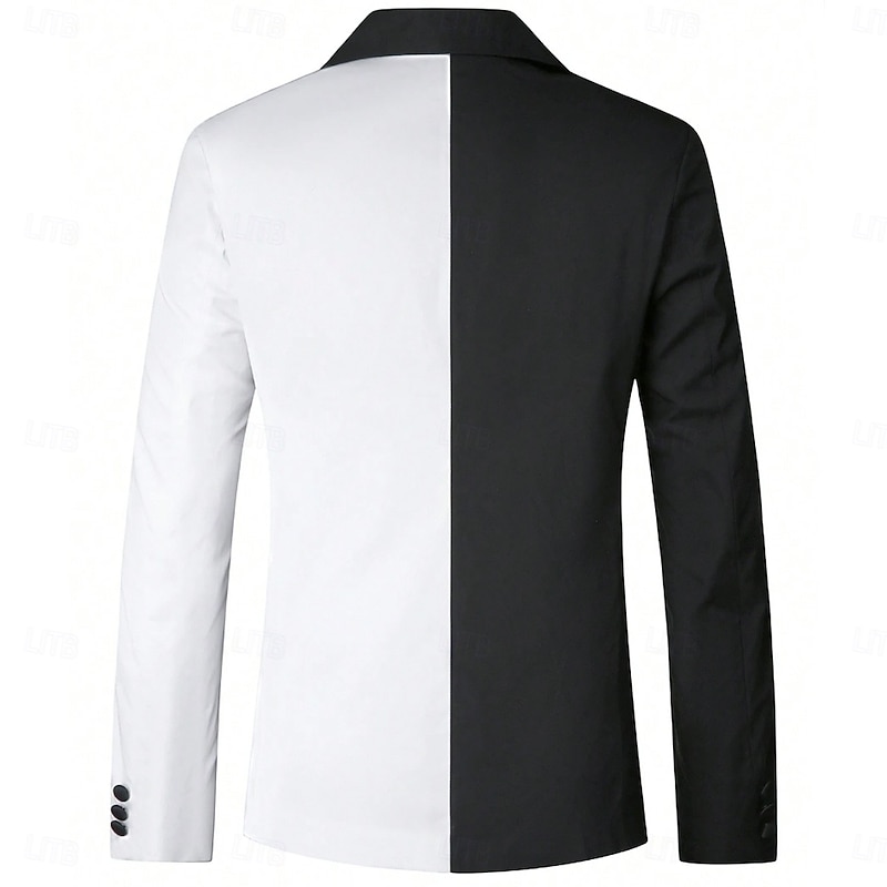 Men's Wedding Homecoming Party Suits Peaked Lapel Red Burgundy Patchwork Tailored Fit 2 Piece2