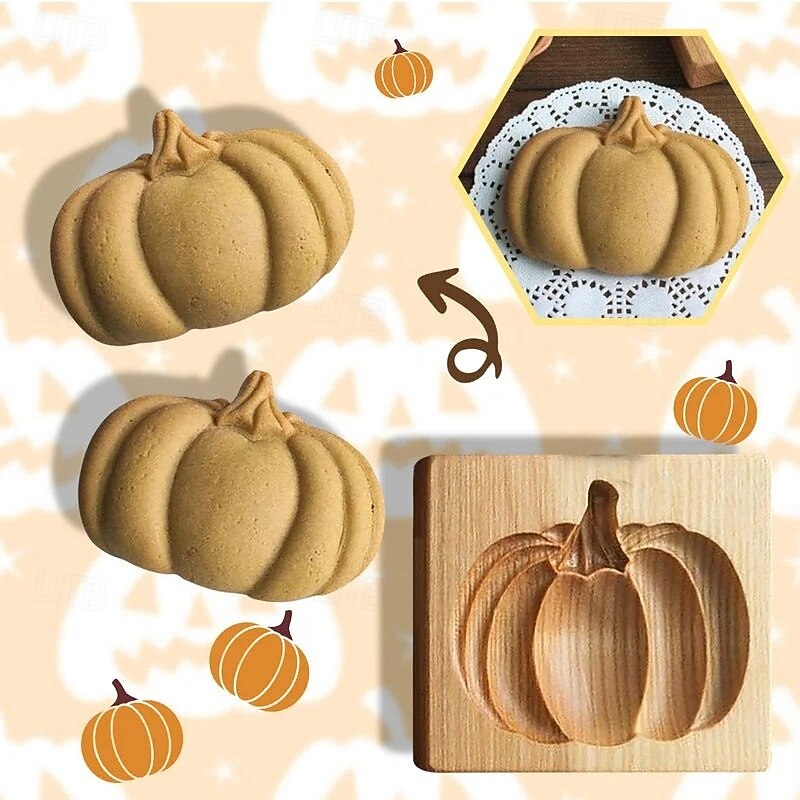 Wood Patterned Cookie Mould Beech Wood Biscuit Cutter Reusable Wooden Baking Mold for Traditional Cookies Pastries Crisp Biscuit Press Stamp Kitchen Baking Tool2