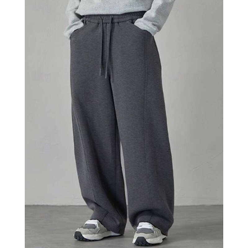 Men's Sweatpants Trousers Straight Leg Sweatpants Drawstring Pocket Elastic Waist Plain Comfort Sports Outdoor Daily Fashion Casual Black Grey Micro-elastic