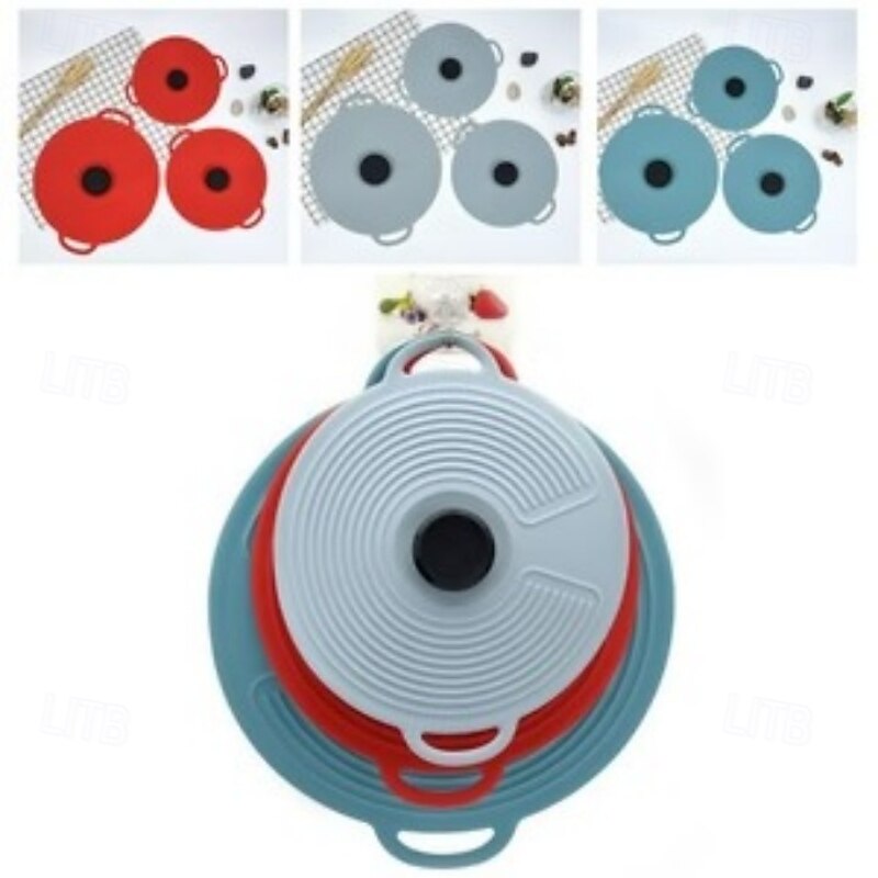 Reusable Self Sealing Lid Silicone Food Covers Set Of 3 Spill Proof Dustproof Kitchen Pot Lid Bowl Cover Oil Splash Guard Household Essentials4