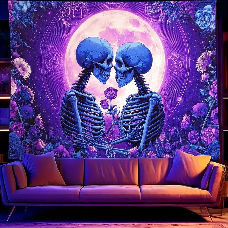 Halloween Tapestry Banners Blanket Skeleton Dark Punk Gothic Style Party Dorm Shooting Backgrounds Home Decor3