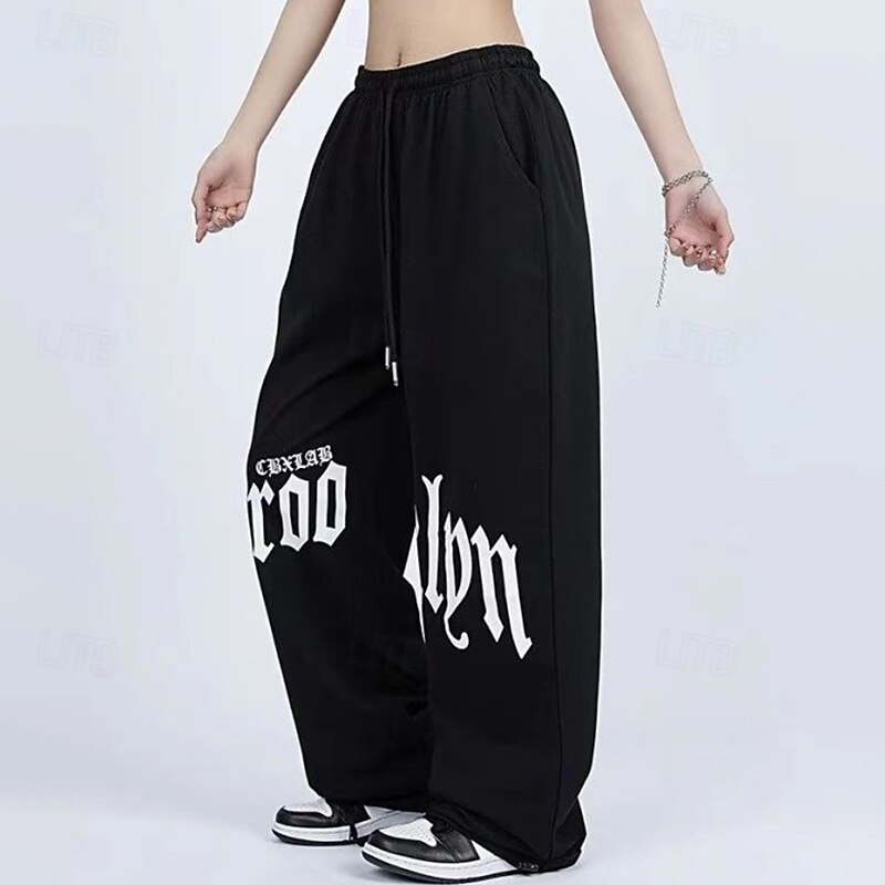 Women's Wide Leg Pants Sport  Sweatpants Sports Lounge Pants Pocket High Waist Bottoms Athleisure Gym Workout Fall Fashion Outdoor Sports Running Loose Fit Sportswear Activewear Black2