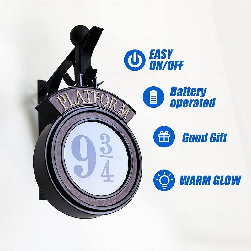 Harries Potter Hanging 9 3/4 Night Light Vintage 9 3/4 Sign Wall Lamp, Home Room Decor4