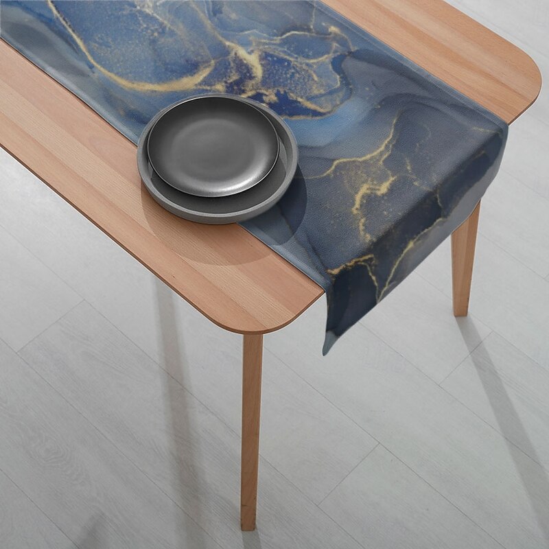 1PC Tie Dye Table Runner Table Flag - Digital Printing Gray Rendering Rectangular Tablecloth for Restaurant, Banquet, Party Decoration (33x180cm/13x70.5in)4