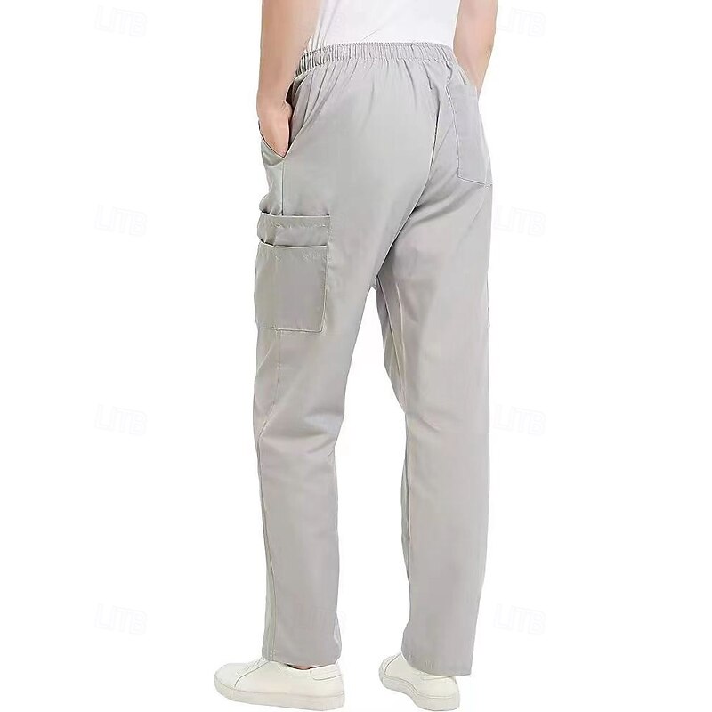 Men's Cargo Pants Trousers Drawstring Elastic Waist Multi Pocket Plain Wearable Outdoor Daily Camping & Hiking Fashion Classic Black Khaki4