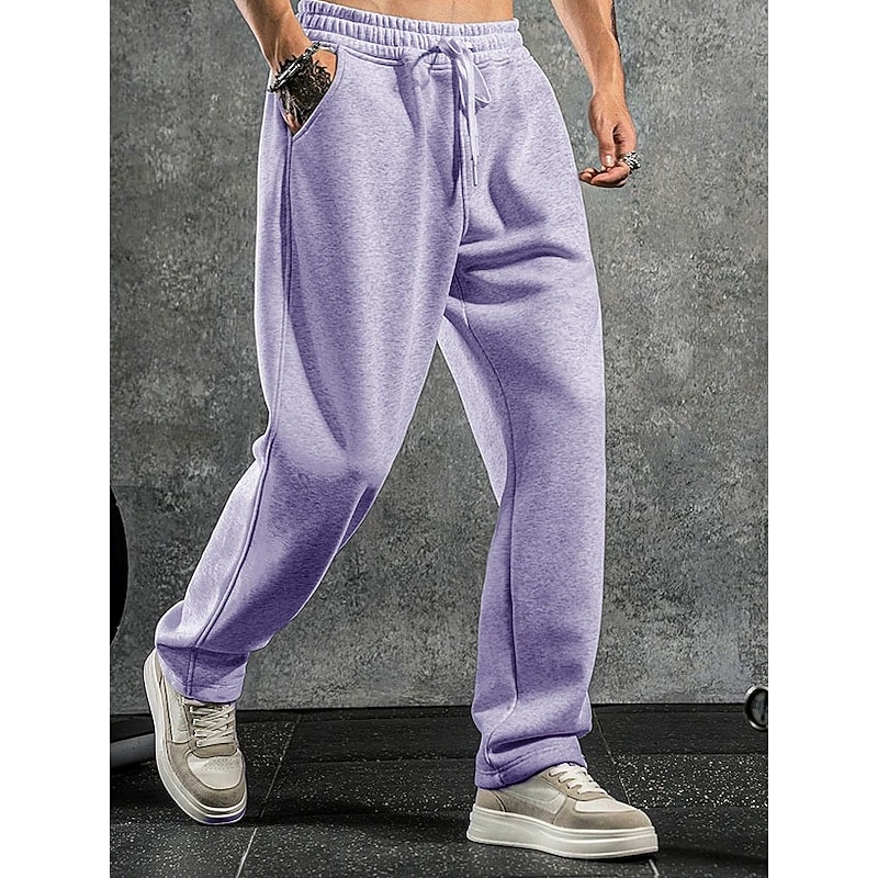 Men's Sweatpants Wide Leg Sweatpants Trousers Open Bottom Sweatpants Drawstring Elastic Waist Plain Moisture Wicking Breathable Full Length Sports Outdoor Casual Daily Fashion Streetwear White Navy4