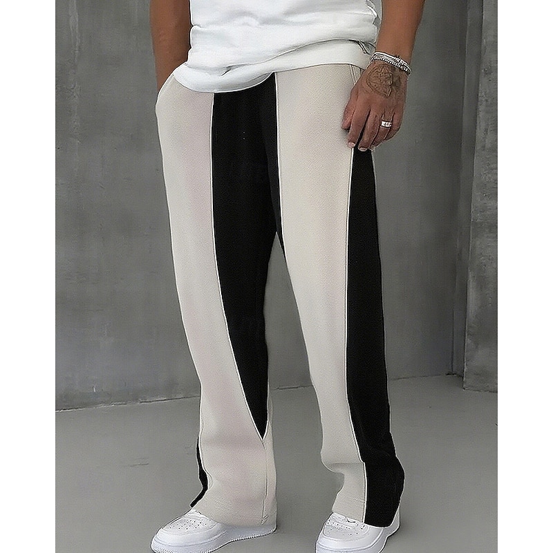 Men's Sweatpants Trousers Straight Leg Sweatpants Drawstring Pocket Elastic Waist Color Block Comfort Sports Outdoor Daily Fashion Casual Black Gray Micro-elastic3