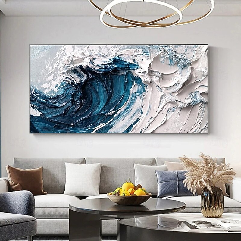 Handmade 3D wave Oil Painting Vibrant Ocean Wave Scene with Rich Hues and Texture-Rich Brushstrokes Perfect for Modern Home Decor Showcasing Detailed Artistry and Dimensional Depth4
