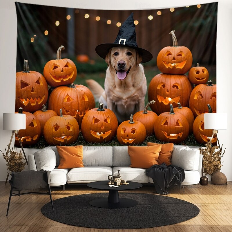 Halloween Tapestry Banners Blanket Pumpkin Dog 3D Dark Punk Gothic Style Party Dorm Shooting Backgrounds Home Decor