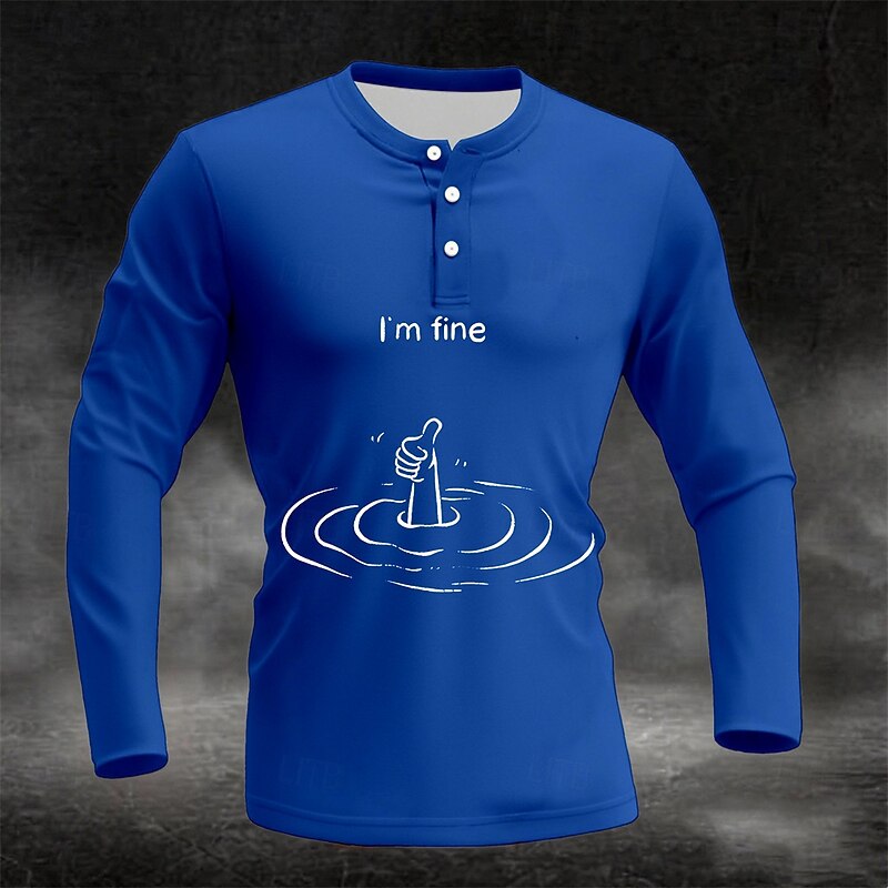 Men's Long Sleeve Henley Shirt: Sarcastic 