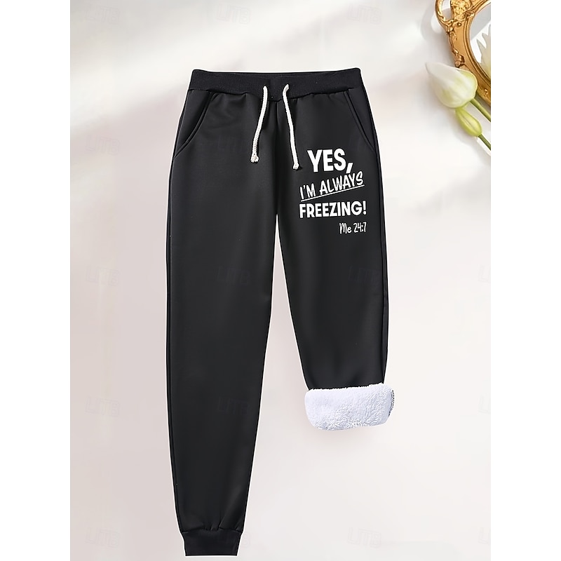 Women's Sweatpants Fleece Pants Down Pants Vintage Casual Full Length High Waist Graphic Letter Drawstring Micro-elastic Outdoor Home Daily Black Pink Red Blue Summer Spring Fall Regular Fit2