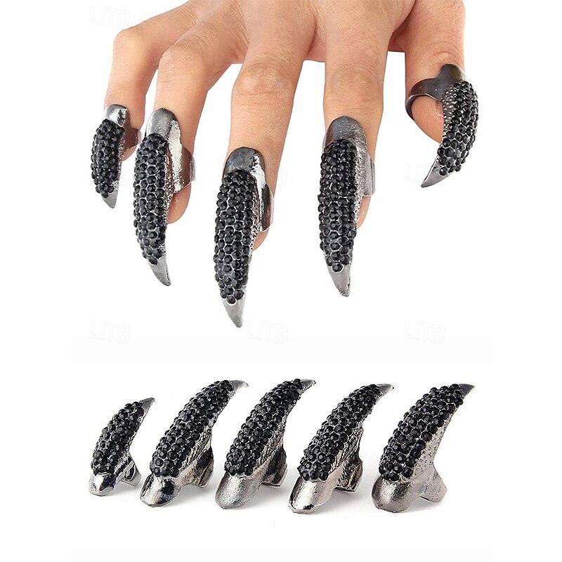 Women's Gothic Claw Rings with Crystal Rhinestone Design – Sharp, Elegant, and Edgy, Perfect for Halloween, Costume Parties and Alternative Fashion4