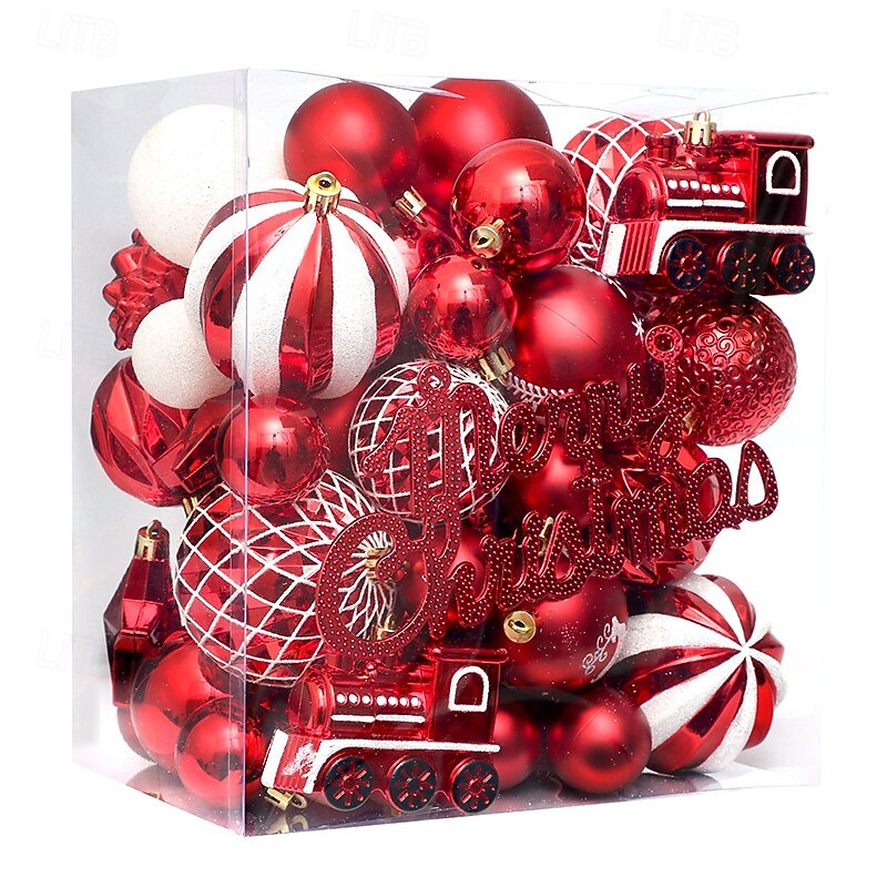 65 pcs Christmas Tree Balls Baubles Ornaments Xmas Decoration, Painted Hanging Set, Festive Tree Decor for Holiday Party2