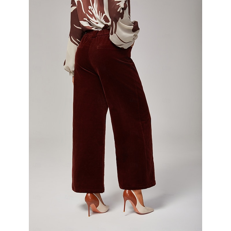 Reddish Brown Corduroy Straight Leg Pants2