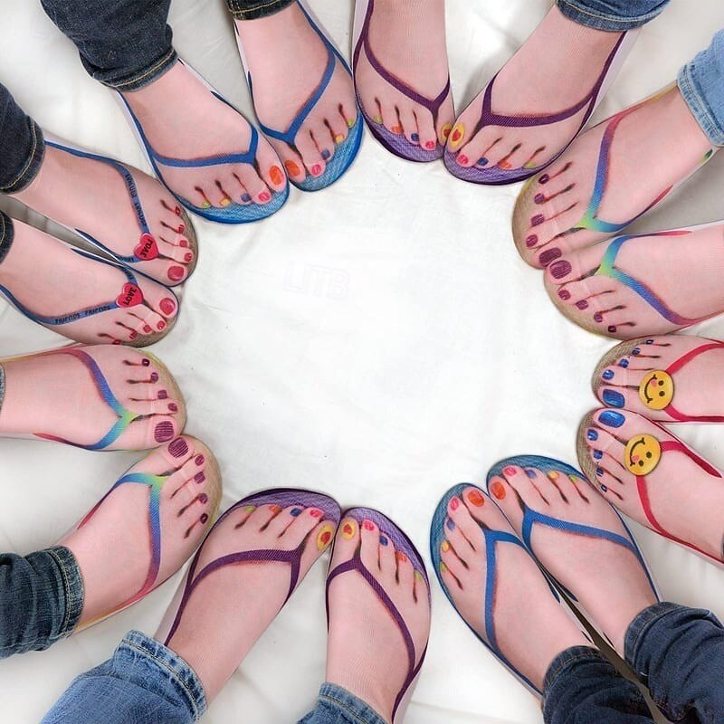 Funny And Weird Socks For Men And Women Featuring 3d Flip Flop Designs Quirky Printed Socks Perfect For Gifts Novelty Wear And Direct Factory Wholesale Trendy Socks4