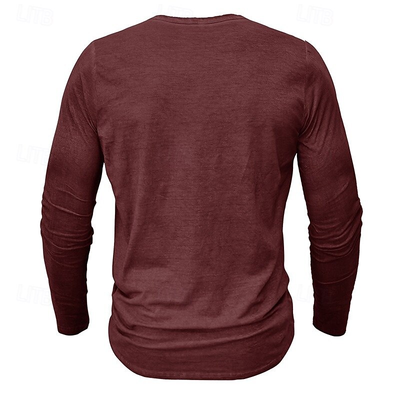 Men's Henley Shirt Retro Shirts Vintage Shirt Tee Top Long Sleeve Shirt Long Sleeve Plain Solid Vintage Fashion Basic Plain Henley Vacation Street Casual Summer All Seasons Wine Royal Blue Light Grey2