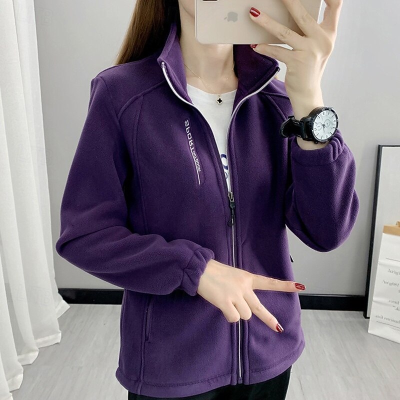 Women's Hiking Jacket Fleece Jacket Thermal Jacket Winter Outdoor Thermal Top Pink Blue Purple2