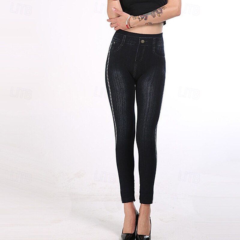 Women's Slacks Leggings Cozy Leggings Streetwear Casual Full Length Natural Plain Dot Pocket Elastic Waist Comfortable Holiday Daily Wear Weekend Black Fall Regular Fit3