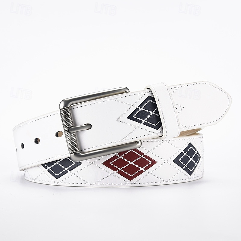 Men's Belt Waist Belt White PU Leather Alloy Durable Adjustable Geometic Outdoor Daily