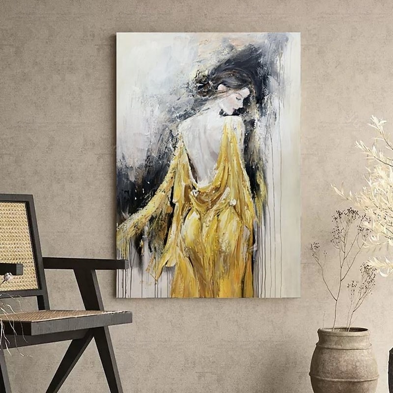 Handmade Oil Painting Canvas Wall Art Decoration Figure Portrait Girl's Back View for Home Decor Rolled Frameless Unstretched Painting4
