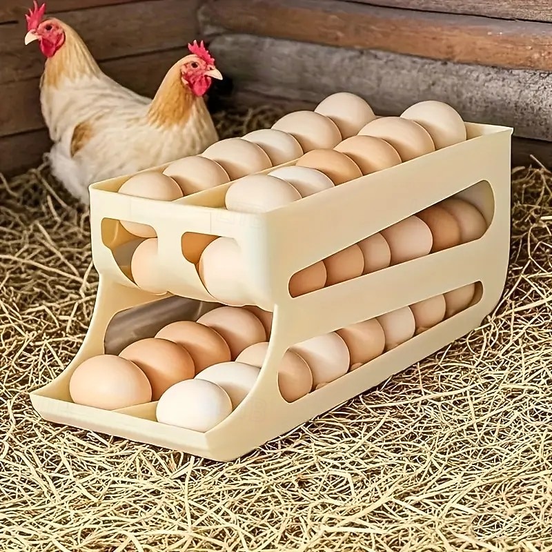 Large Capacity Double-Layer Egg Holder – Household Refrigerator Storage Container, Food Organizer for Kitchen Counter, Cabinet, and Fridge, Holds Approx. 40–48 Eggs2