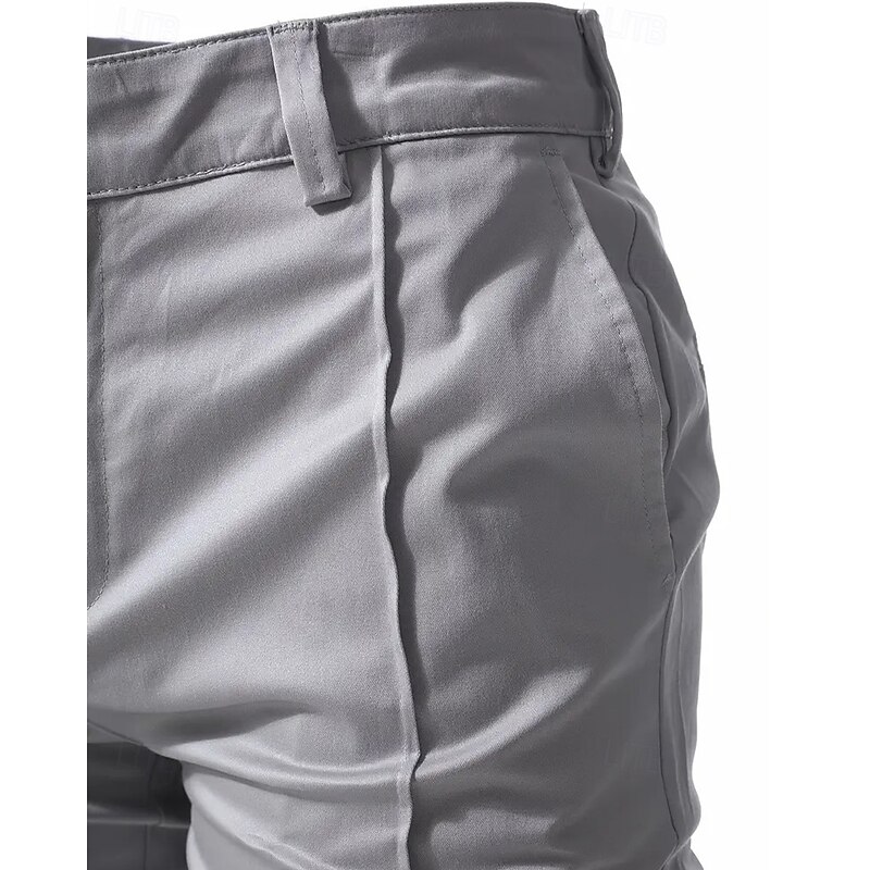 Men's Trousers Chinos Pleated Pants Pocket Buttons Plain Comfort Formal Party Work Fashion Classic Style Black Wine Micro-elastic4