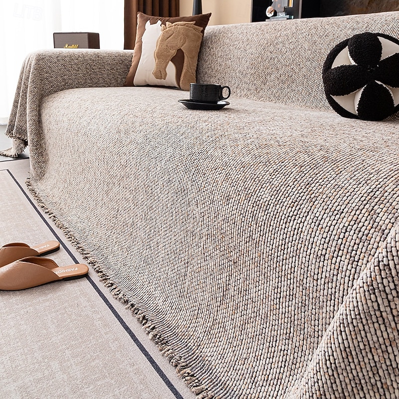 Colorful Chenille Couch Cover for Pets, Pet Friendly All-Season Non-Slip Sofa Throw Blanket, Anti-Scratch Full-Cover Sofa Protector with Backrest, Modern Simple Style for Living Room4