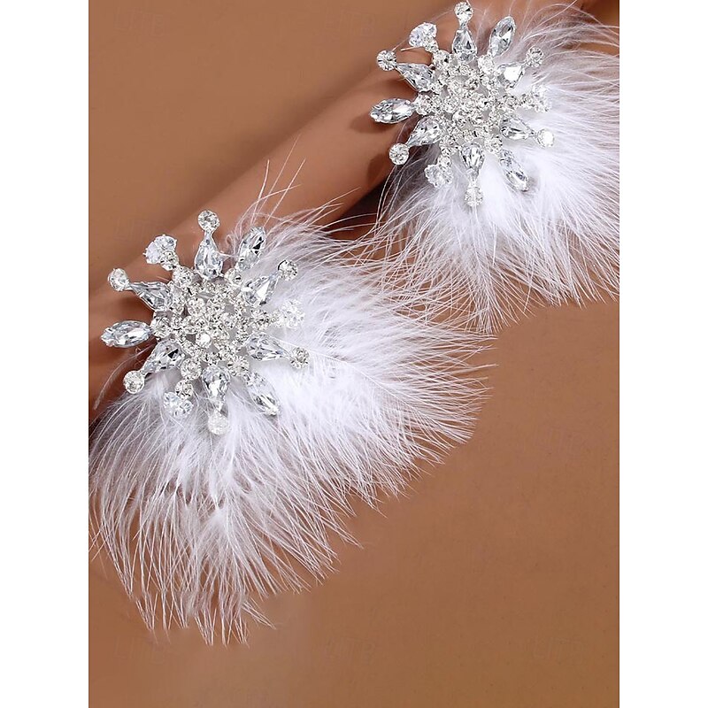 Women's Crystal Feather Statement Earrings - Glamorous Oversized Drop Jewelry for Fashion Shows, Parties and Evening Events2