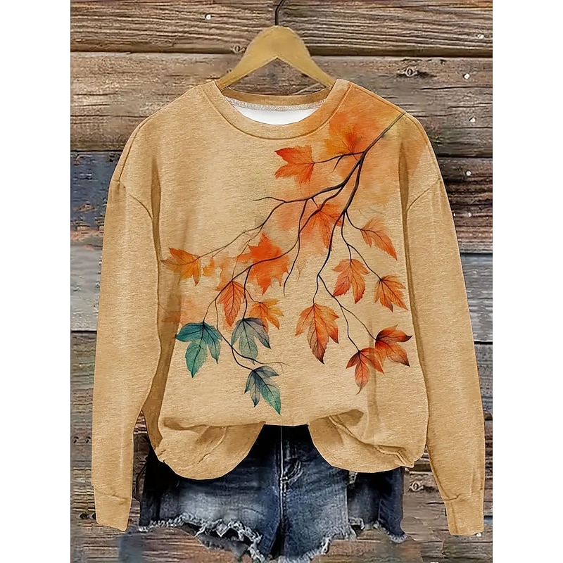Women's Pullover Sweatshirt Floral Graphic Fashion Casual Long Sleeve Crew Neck Regular Tops Street Dailywear Casual Print Blue Purple Green Khaki Fall Winter