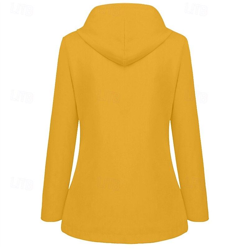 Women's Trench Coat Waterproof Rain Jackets Rain Coats Waterproof Windproof Zipper Pocket Fashion Outdoor Plain Going out Weekend Zipper Regular Hooded Regular Fit Long Sleeve Outerwear White Yellow3