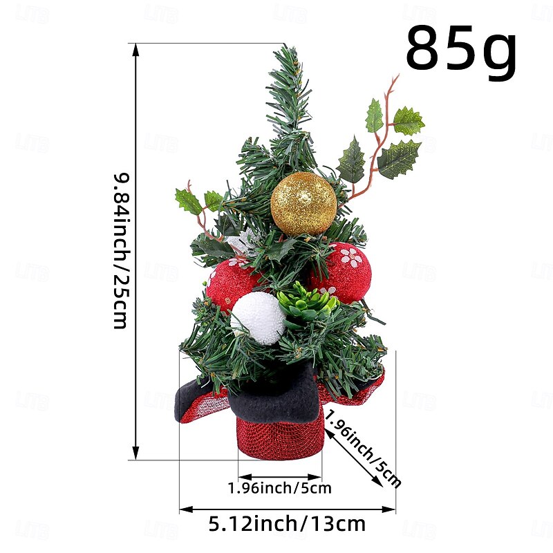 Christmas Mini Tree Tabletop Desktop Artificial Christmas Tree Xmas Decor with Pine Needle Red Berry Design for Holiday Scene Display Festive Home Party Decoration Accessory4