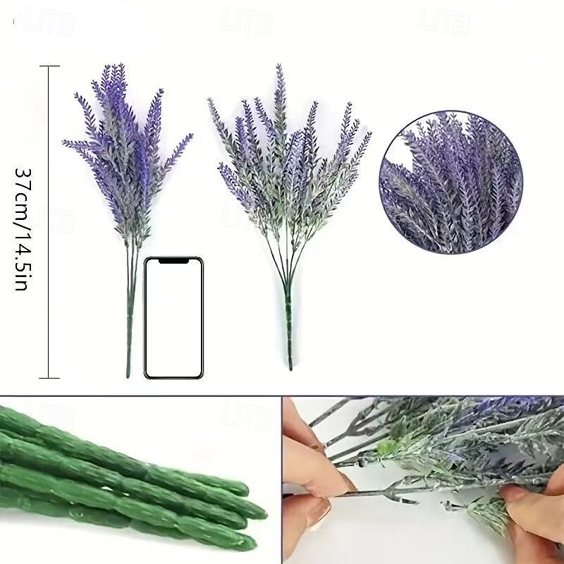 10 Bundles Purple Artificial Lavender Flowers – Faux Plants for Home Decor, Garden, Christmas, Wedding Decorations, Vase Accessories, Indoor Use4