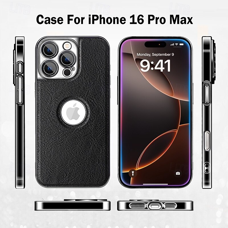 Phone Case For iPhone 16 15 14 Pro Max Plus 13 Pro Max Back Cover Support Wireless Charging Shockproof Retro TPU PU Leather3