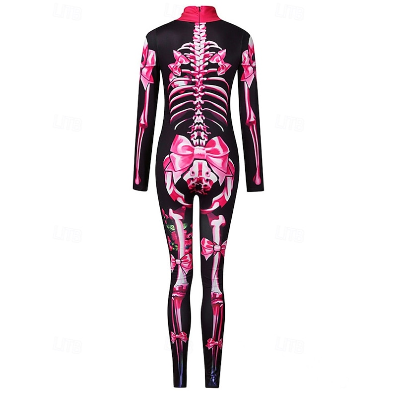 Mommy and Me Halloween Jumpsuit Floral Skull Street Print Black Pink Long Sleeve Active Matching Outfits3