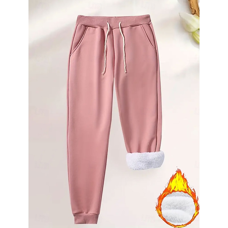 Women's Sweatpants Fleece Pants Down Pants Vacation Vintage Ethnic Style Full Length High Waist Graphic Plain Drawstring Micro-elastic Outdoor Home Daily Dark Pink Black Pink Red Summer Spring Fall3