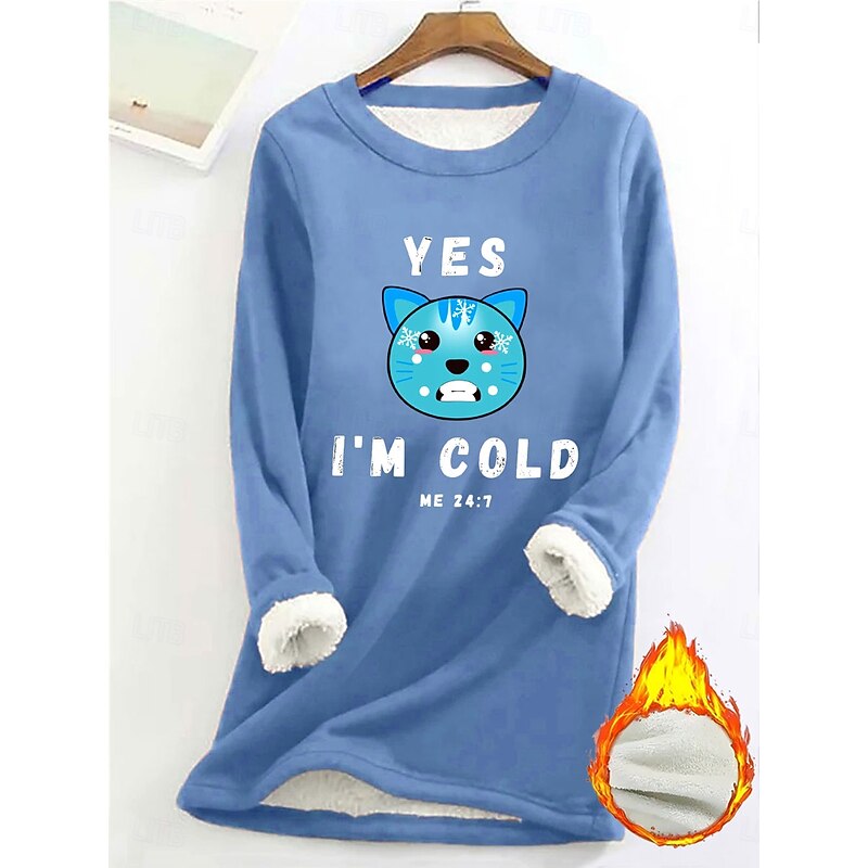 Women's Pullover Sweatshirt Fleece Lined Warm Pajamas Graphic Letter Warm Casual Fuzzy Long Sleeve Crew Neck Round Neck Regular Tops Street Casual Black Pink Dark Pink Blue Gray Spring Fall Winter