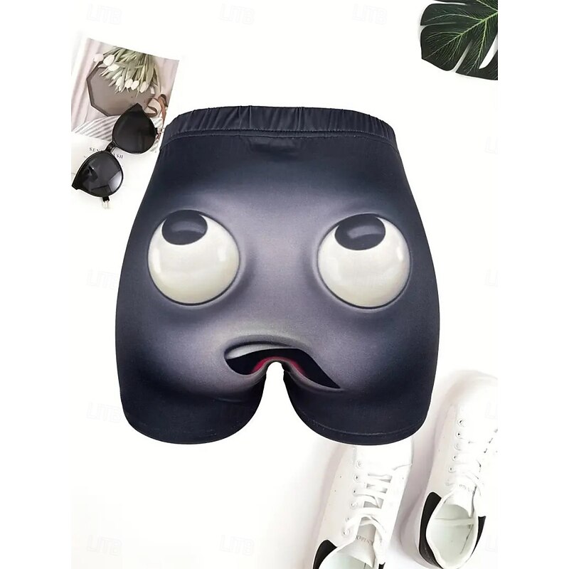 Women's Chinos Shorts Vacation Vintage Fashion Short High Waist Character Elastic Waistband Printing Comfy Soft Comfortable Stretchy Vacation Yoga Sports Outdoor Black Yellow Pink Red Summer Spring2