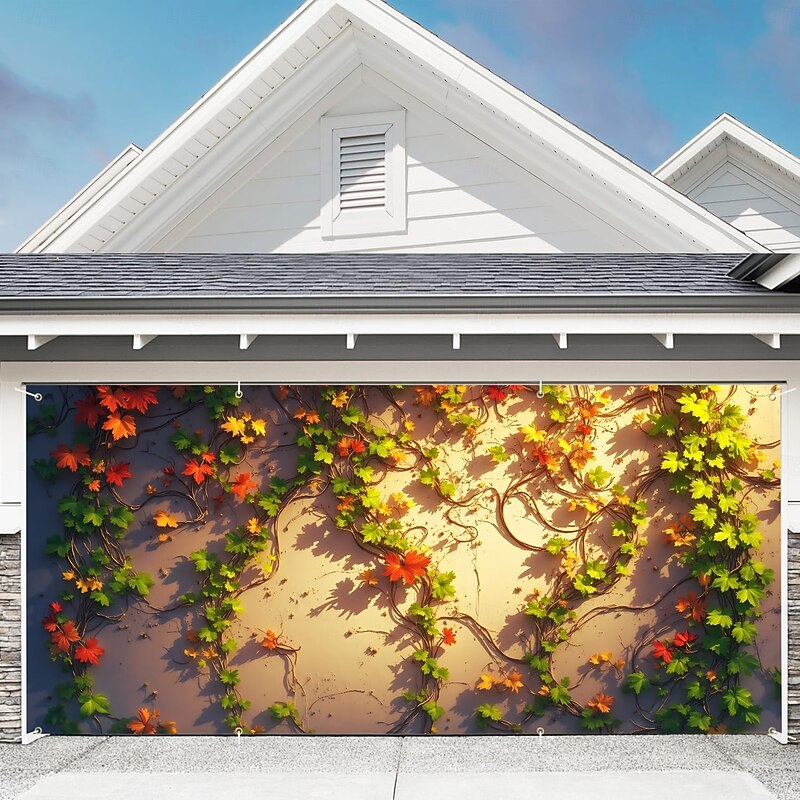 Garage Door Cover Large Hanging Backdrop Pumpkin Rustic Cottagecore 3D Party Outdoor Shooting Backgrounds Front Door Home Decor4