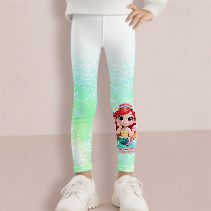 Girls' 3D Mermaid Pants Leggings Spring Fall Cute Basic Kids 4-12 Years Outdoor Casual Daily Regular Fit2