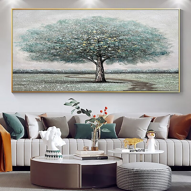 Mintura Handmade Abstract Textured Tree Landscape Oil Paintings On Canvas Wall Art Decoration Modern Picture For Home Decor Rolled Frameless Unstretched Painting