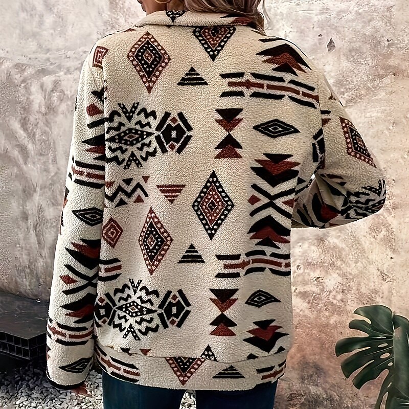 Women's Zip Up Sweatshirt Thick Warm with Pockets Long Sleeve Sports Geometry Top For Outdoor Travel Vacation Activewear4