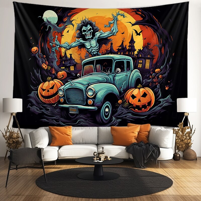 Halloween Tapestry Banners Blanket Boo Dark Punk Gothic Style Party Dorm Shooting Backgrounds Home Decor3