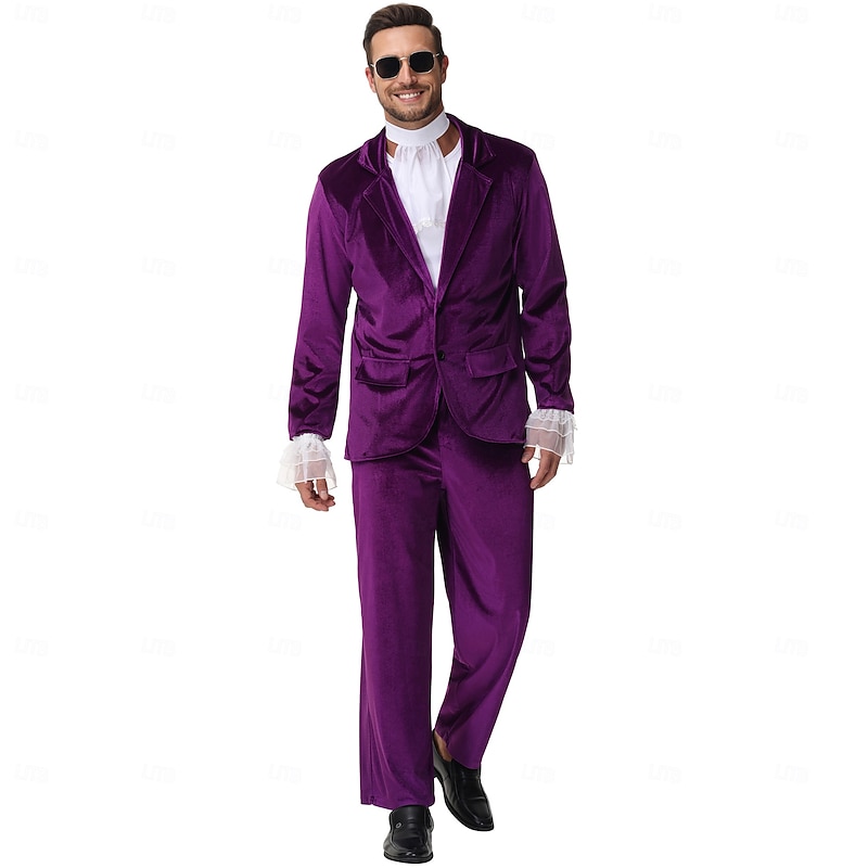 Disco 1980s Outfits Suits & Blazers Disco Fancy Dress Men's Carnival Costume Masquerade Performance Party Adults Coat Pants Collar All Seasons