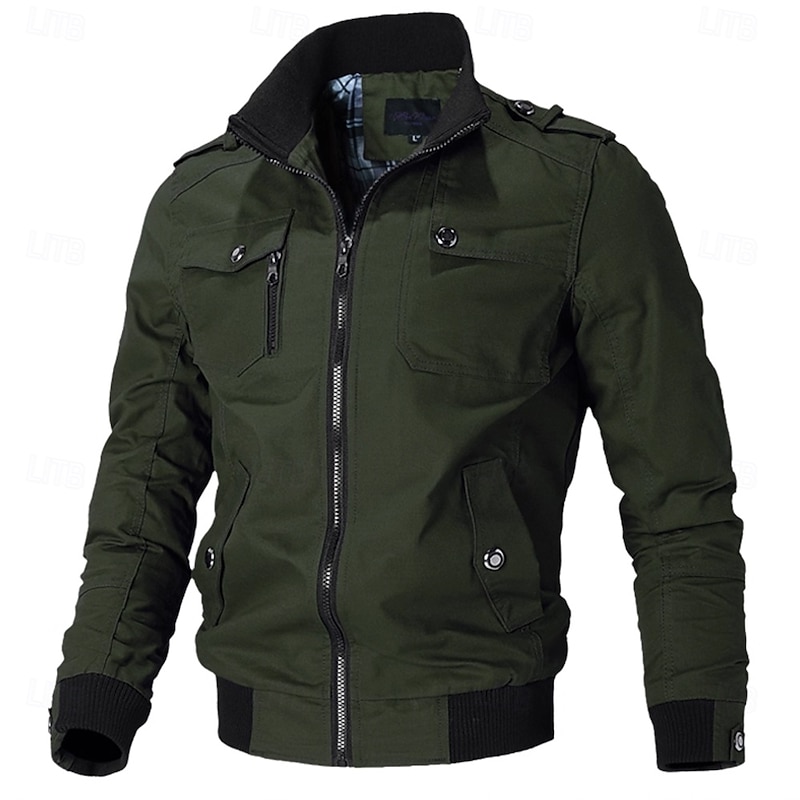 Men's Graphic Wings Cross Military Jacket Coat Tactical Jacket Thermal Warm Casual Outdoor Dailywear Multiple Pockets Cotton Bomber Jackets with Shoulder Straps Fall Winter Stand Collar Long Sleeve2